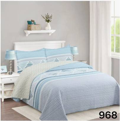 Cubrecama sherpa 2 Plazas Celeste Triángulos M968-2