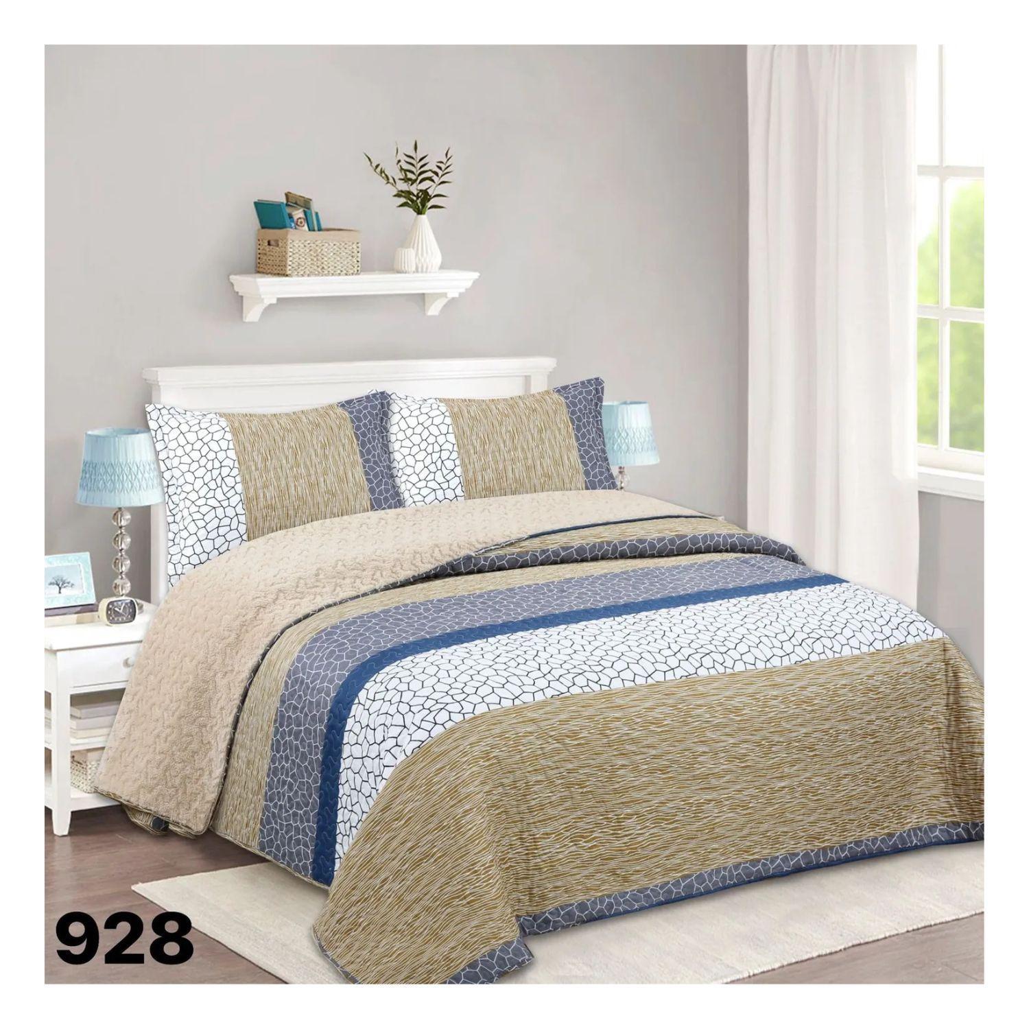 Cubrecama Quilt Sherpa King - Beige Tricolor M928-2