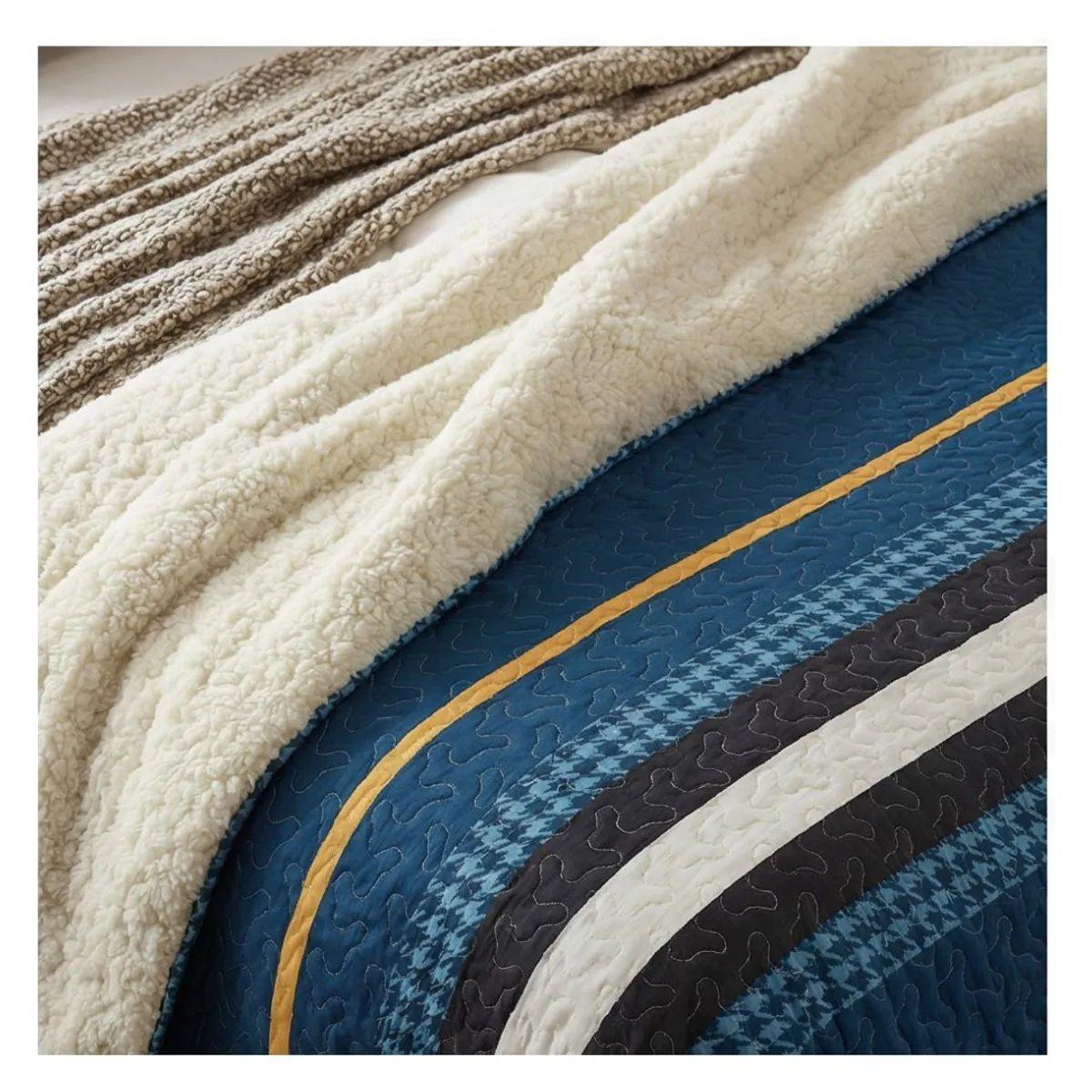 Cubrecama sherpa King Azul Suecia M953-2