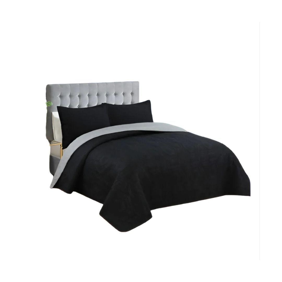 Cubrecama Quilt Verano 2 Plazas Negro Hexagonal CS08-0