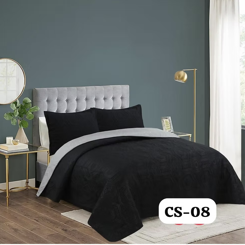 Cubrecama Quilt Verano 2 Plazas Negro Hexagonal CS08-1