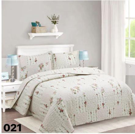 Cubrecama Quilt Verano 2 Plazas - Beige Cuadrille Rosas 021 - Beige -2