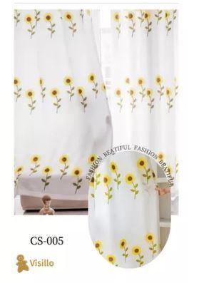 Cortina Velo Visillo Bordado 140 x 230 cms 2 Paños - Blanco Margarita -0