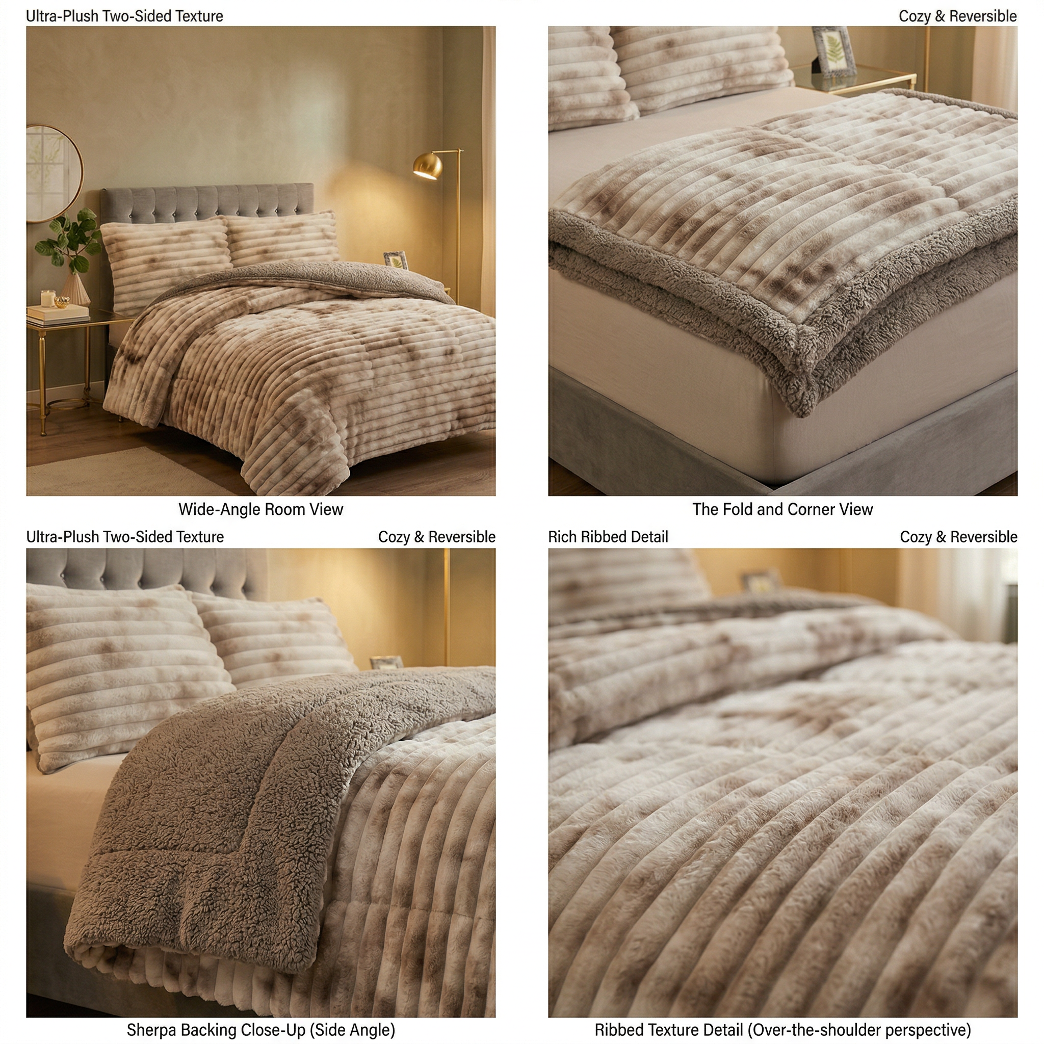 Cobertor Chiporro lineas 2 plazas - Beige jaspeado DN17-4