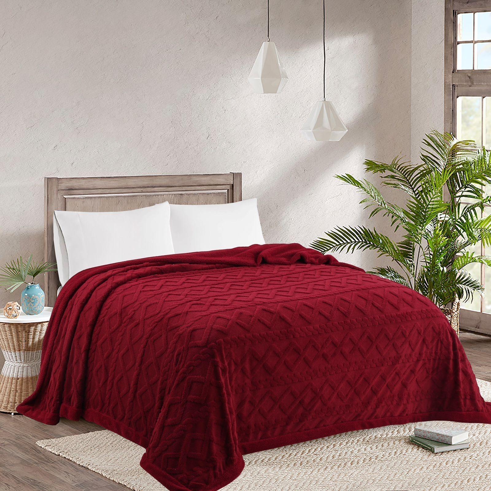 Frazada Térmica 2 plazas  100% poliéster Rojo-2