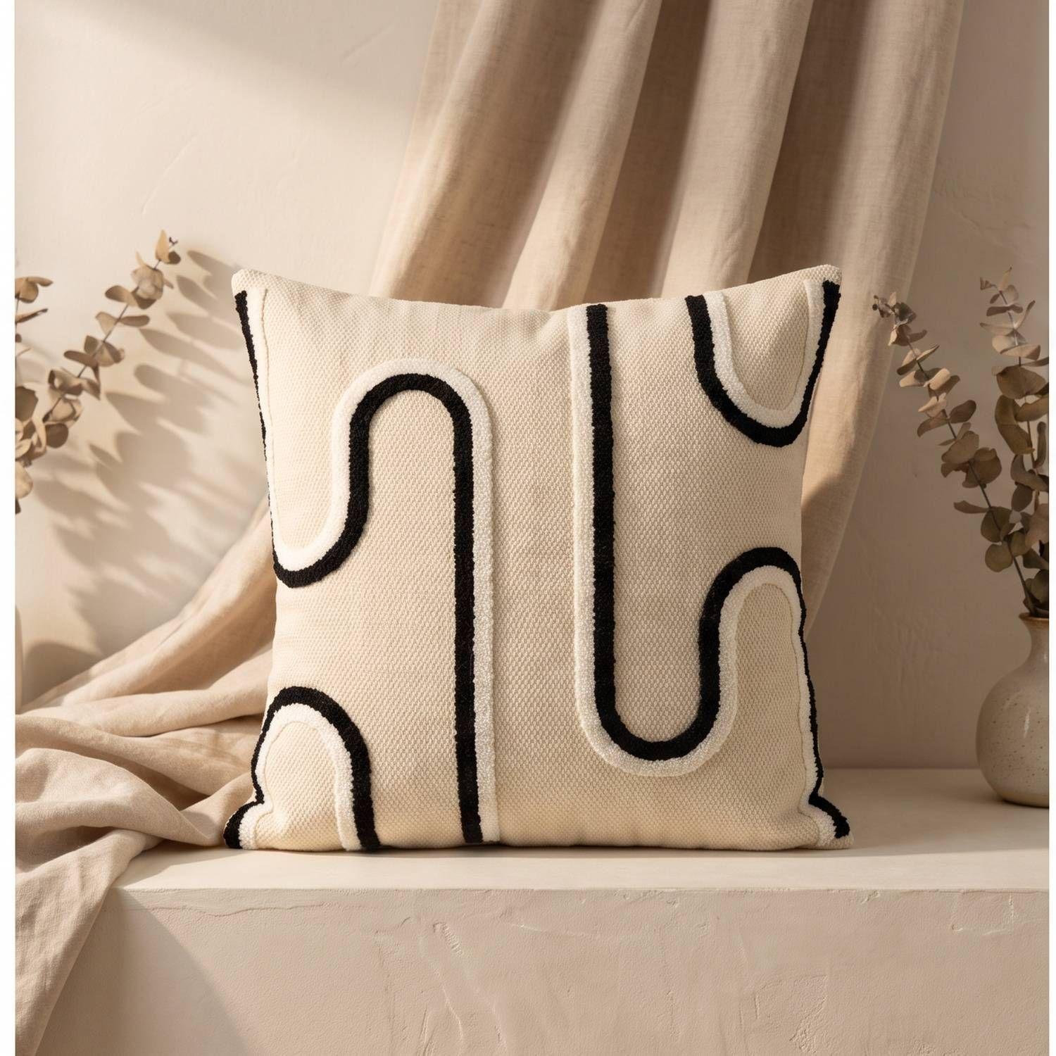 Set 2 Fundas de Cojín Tufting Geométrico Abstracto Beige 45x45 cm Colección Bauhaus Budapest-2