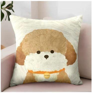 Funda para cojin estampado de perro 45 x 45 cm. 100% poliéster modelo Beige Maltipoo-2