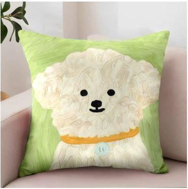 Funda para cojin estampado perro 45 x 45 cm. 100% poliéster modelo Verde Poodle-2