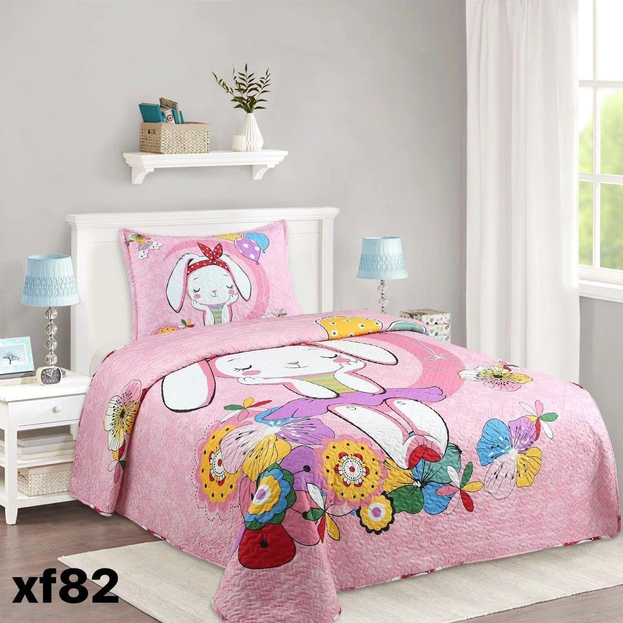 Cubrecama Quilt Verano 1.5P Rosado Conejita Multicolor XF82-3