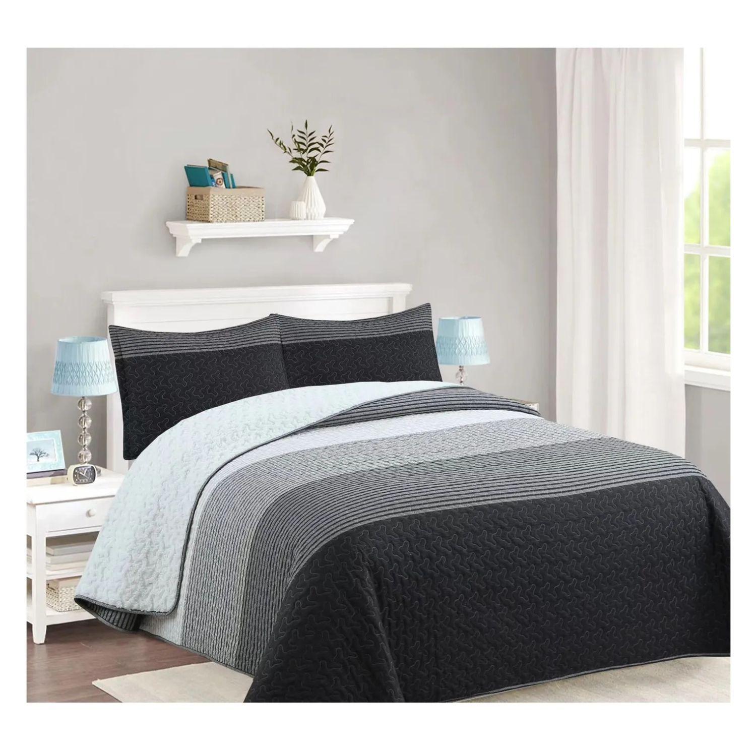 Cubrecama Quilt Sherpa 2 plazas - Negro Matiz M947-2