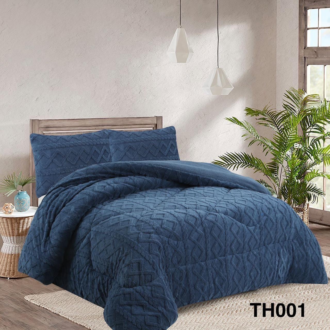 Cobertor Chiporro Texturizado 2 plazas Azul Marino TH001-2
