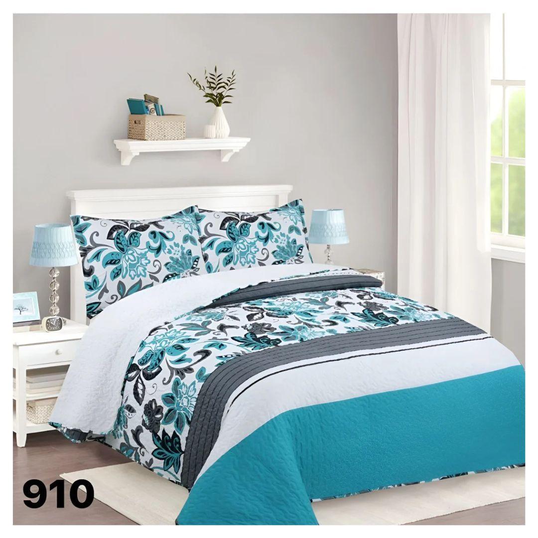 Cubrecama Quilt Sherpa 2P - Crema Rosas M907-2