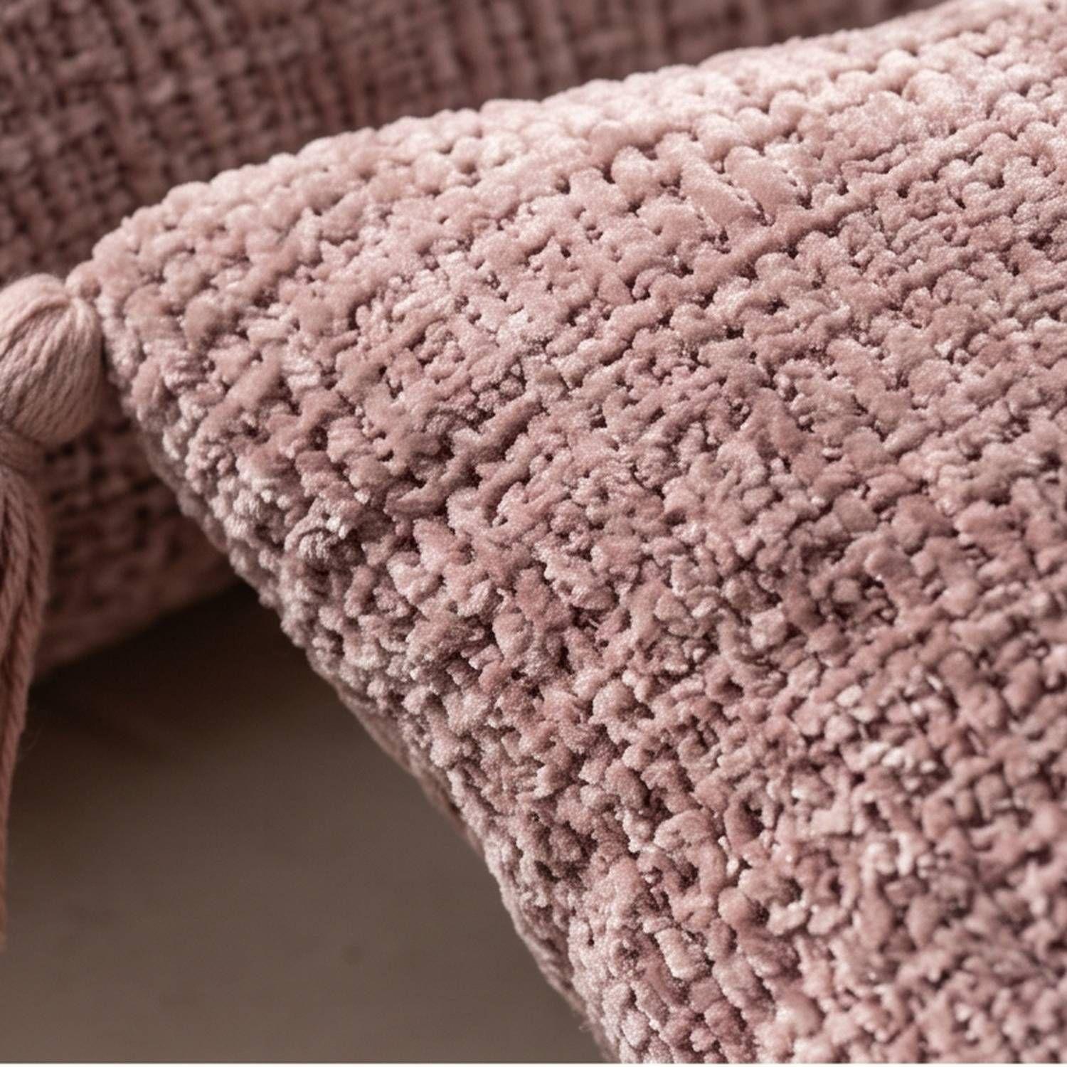 Set 2 Fundas de Cojín Chenille con Borlas Rosado 45x45 cm Colección Capri Capri-2