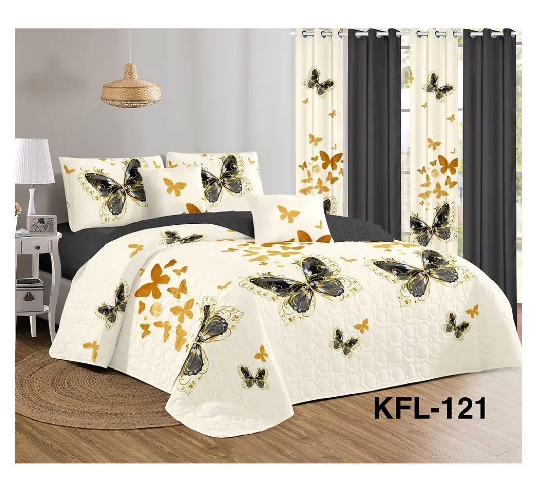 Cubrecama Quilt Verano King Crema Mariposas Doradas KFL121-2