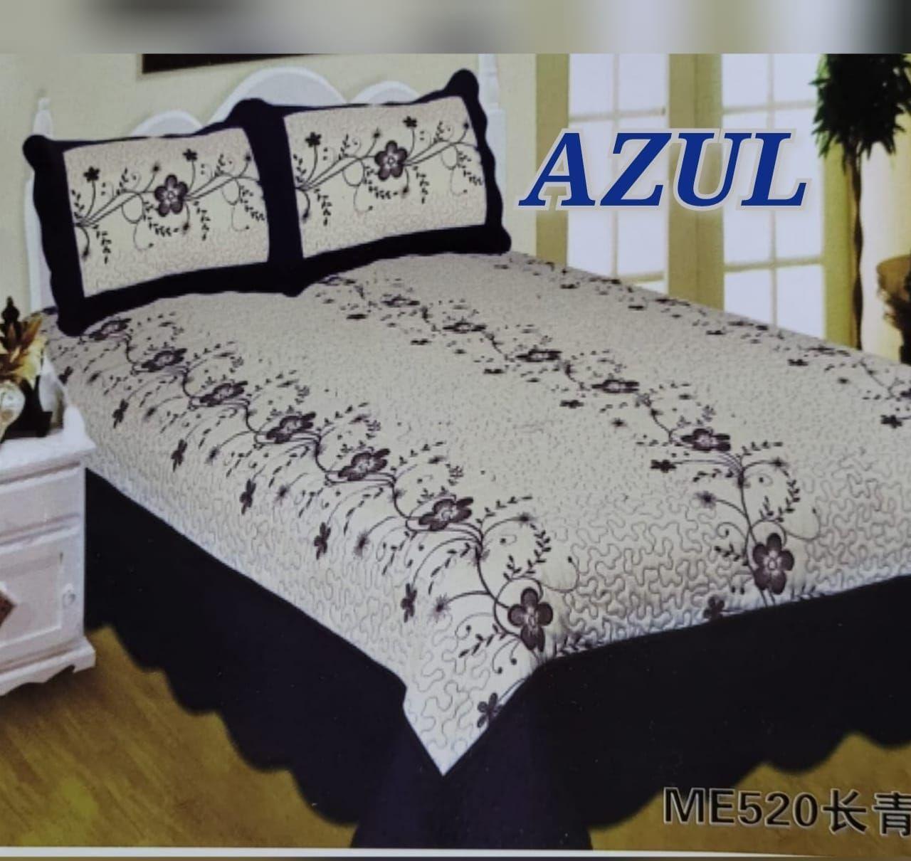 Cubrecama Quilt Verano King Azul Bordado diseño flores  ME520-2