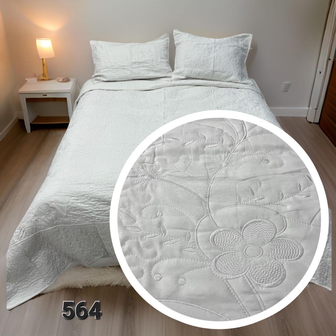 Cubrecama Quilt Verano Bordado 1.5P - Blanco Flores M564-2