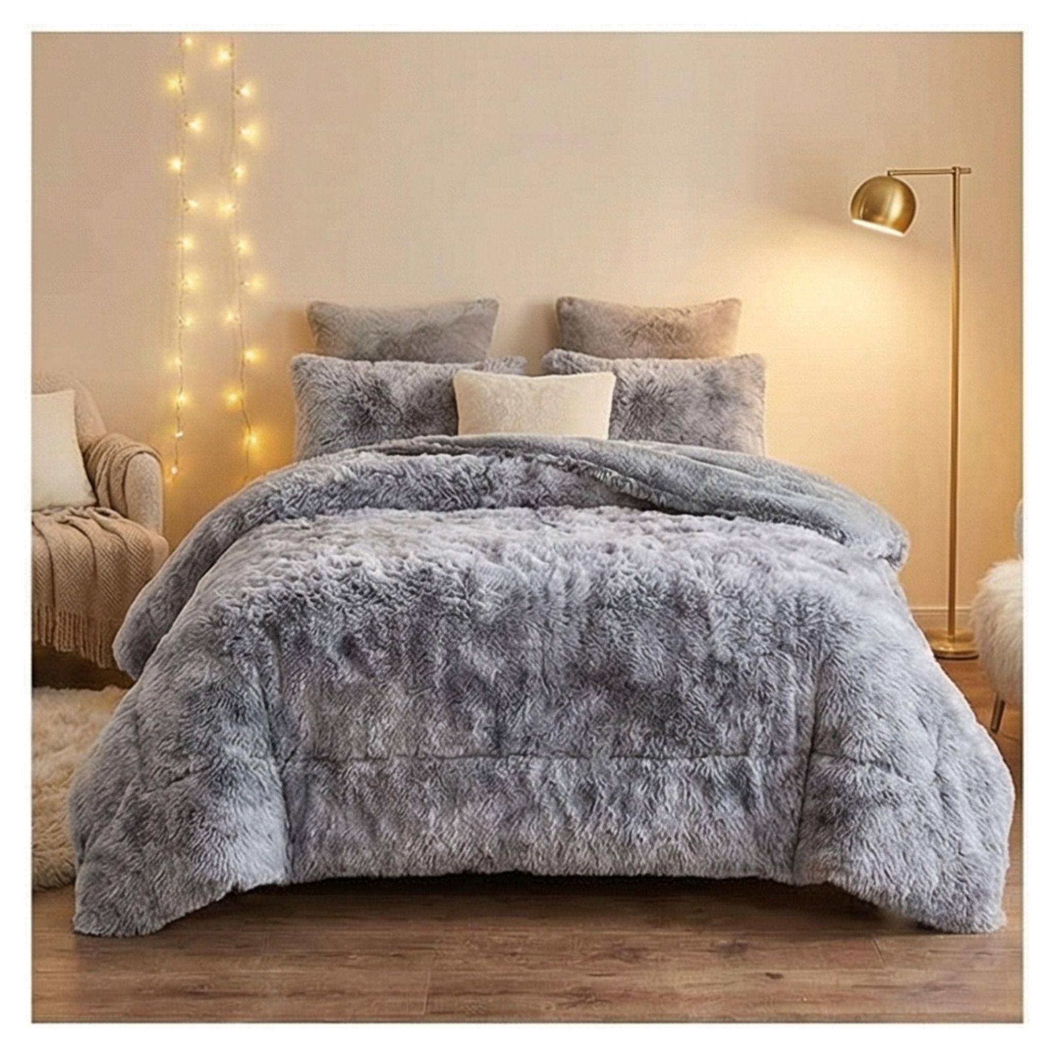 Cobertor Chiporro Peludo Invierno 2 Plazas - Gris Claro Jaspeado 033-3