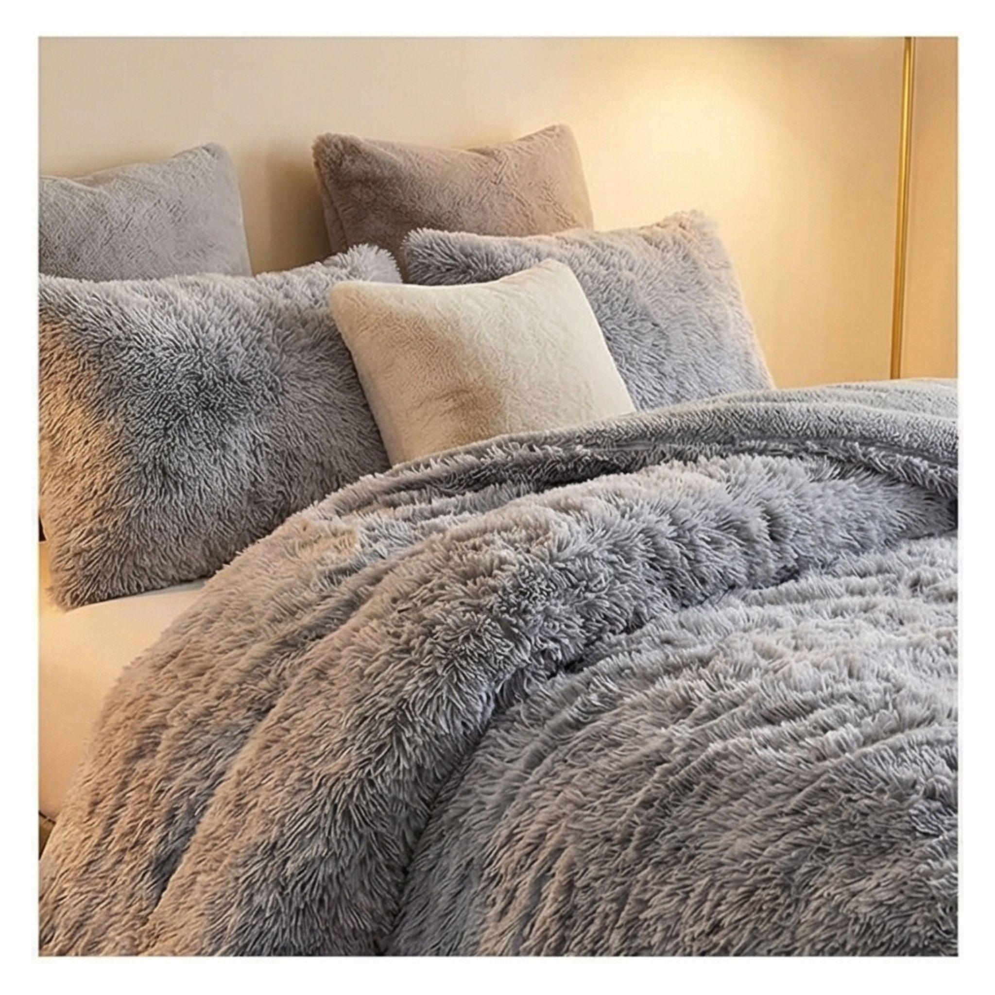 Cobertor Chiporro Peludo Invierno 2 Plazas - Gris Claro Jaspeado 033-2