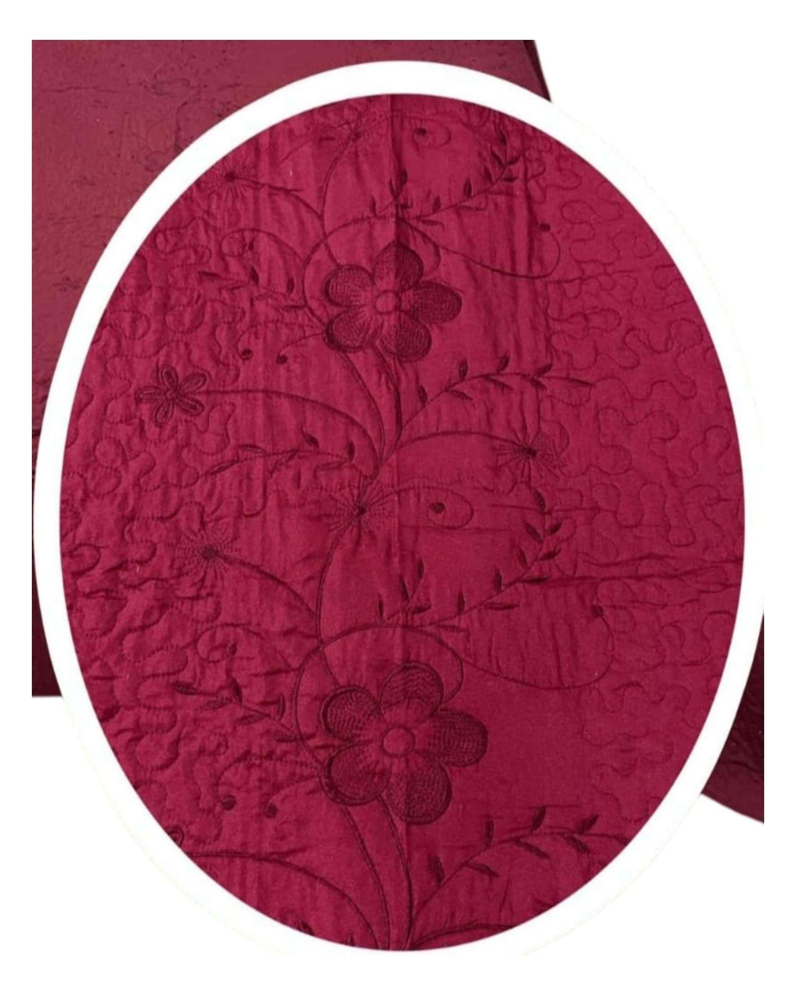 Cubrecama Quilt Verano Bordado King - Burdeo Flores M563-2