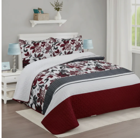 Cubrecama sherpa 2 Plazas Burdeo Hojas M908-2