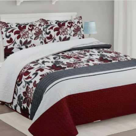 Cubrecama sherpa 2 Plazas Burdeo Hojas M908-3