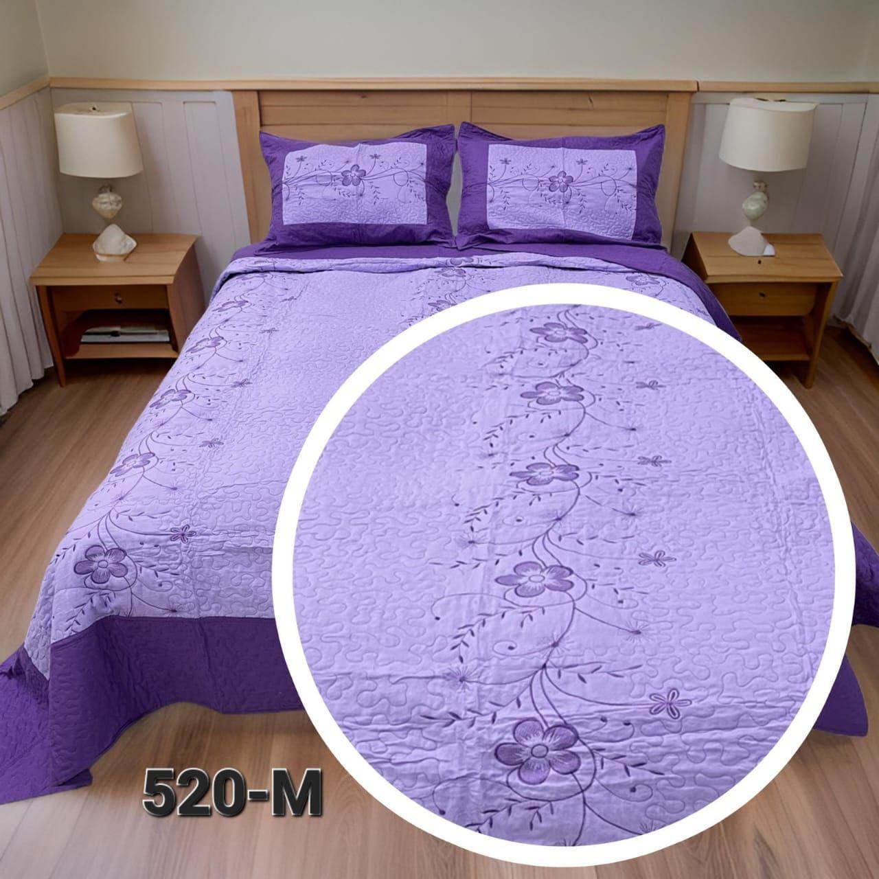 Cubrecama Quilt Verano Bordado King - Morado Flores M520-M-2