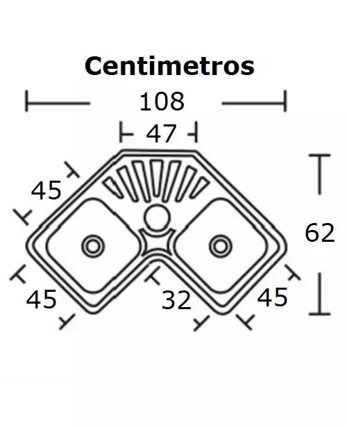 Lavaplatos Esquinero 108x62x17Cm Kit de Desague-2