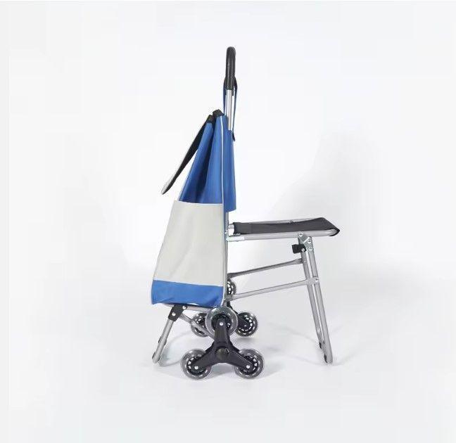 Carrito de Compras Plegable con Asiento y Ruedas para Subir Escaleras-2