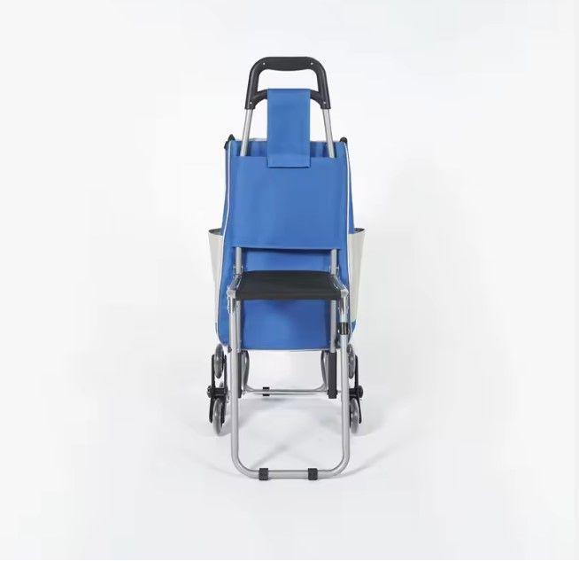 Carrito de Compras Plegable con Asiento y Ruedas para Subir Escaleras-3