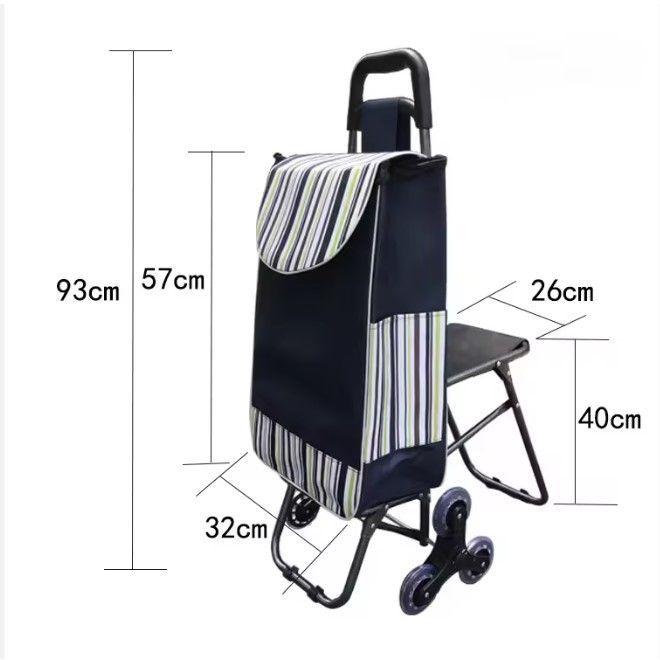 Carrito de Compras Plegable con Asiento y Ruedas para Subir Escaleras-5