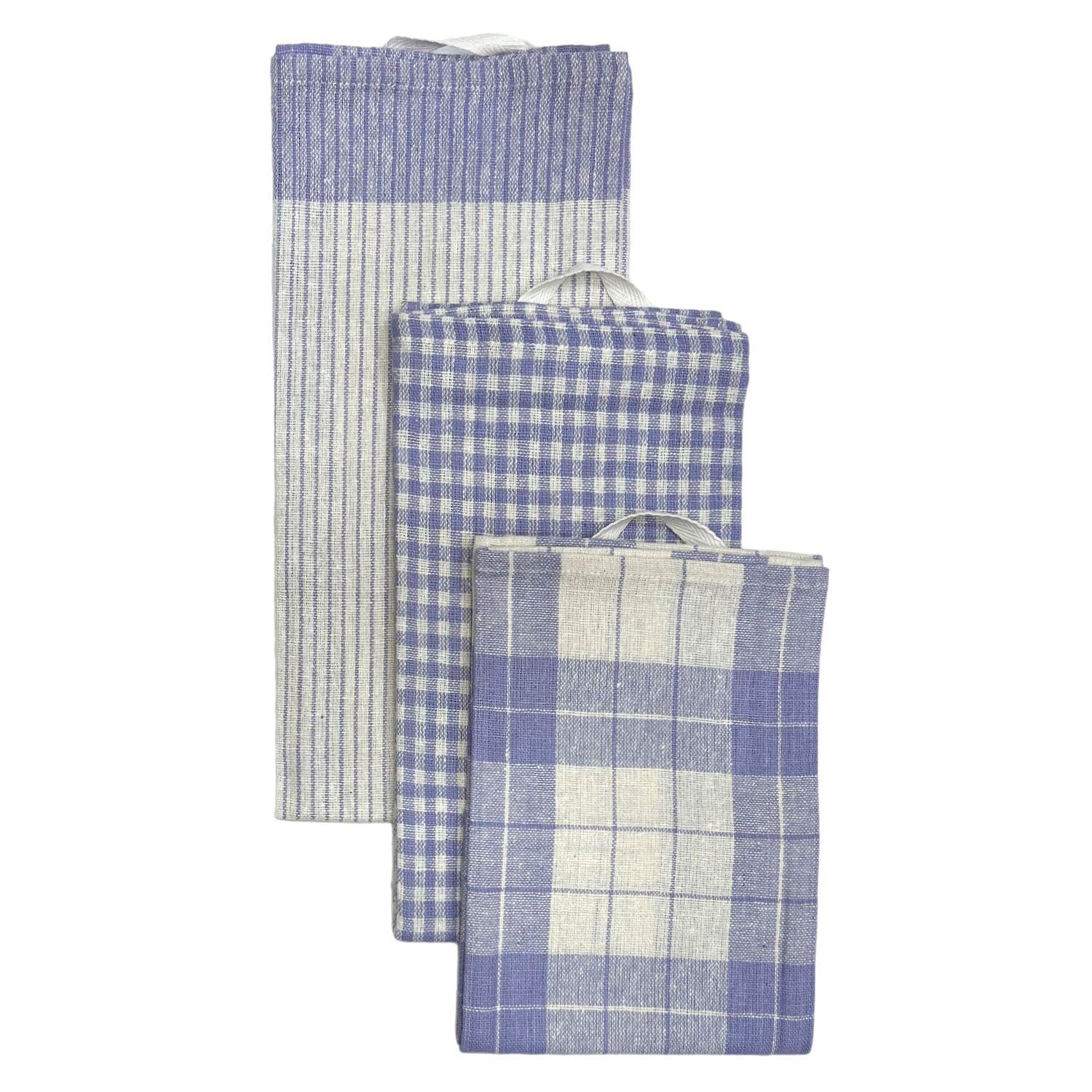 SET DE 3 PAÑOS DE COCINA 100%ALGODON CELESTE-0