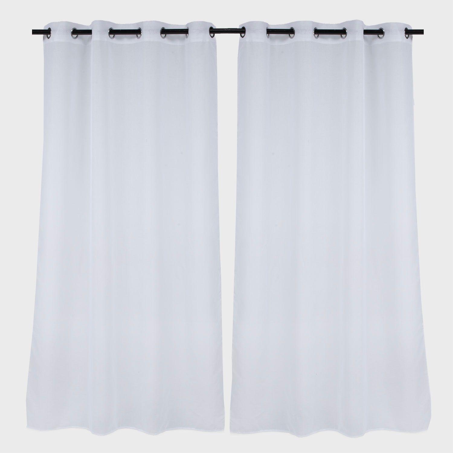 Set 2 Cortinas Visillos Velo Blanco-0