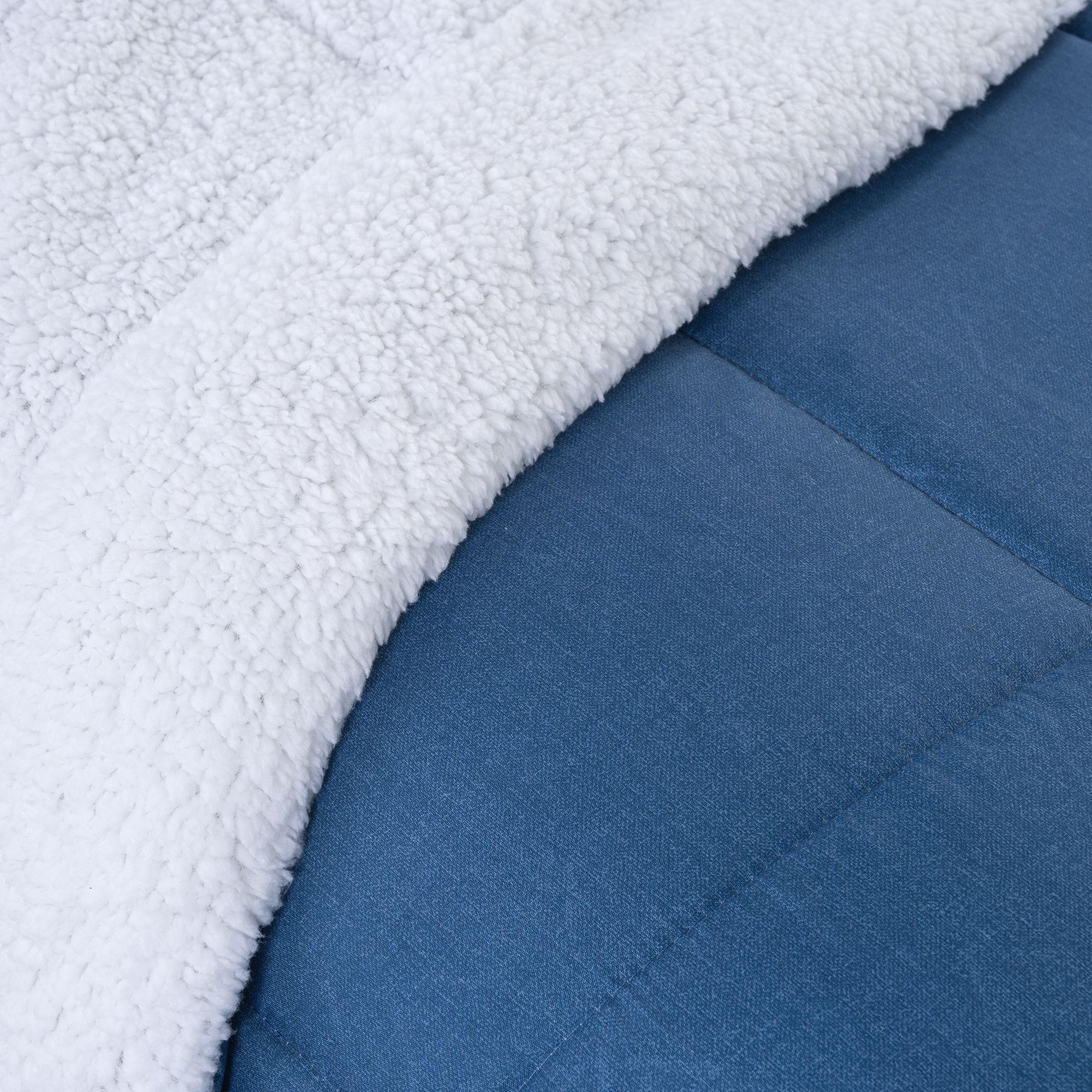 Plumon Estampado con Sherpa Azul 1.5 Plaza-2