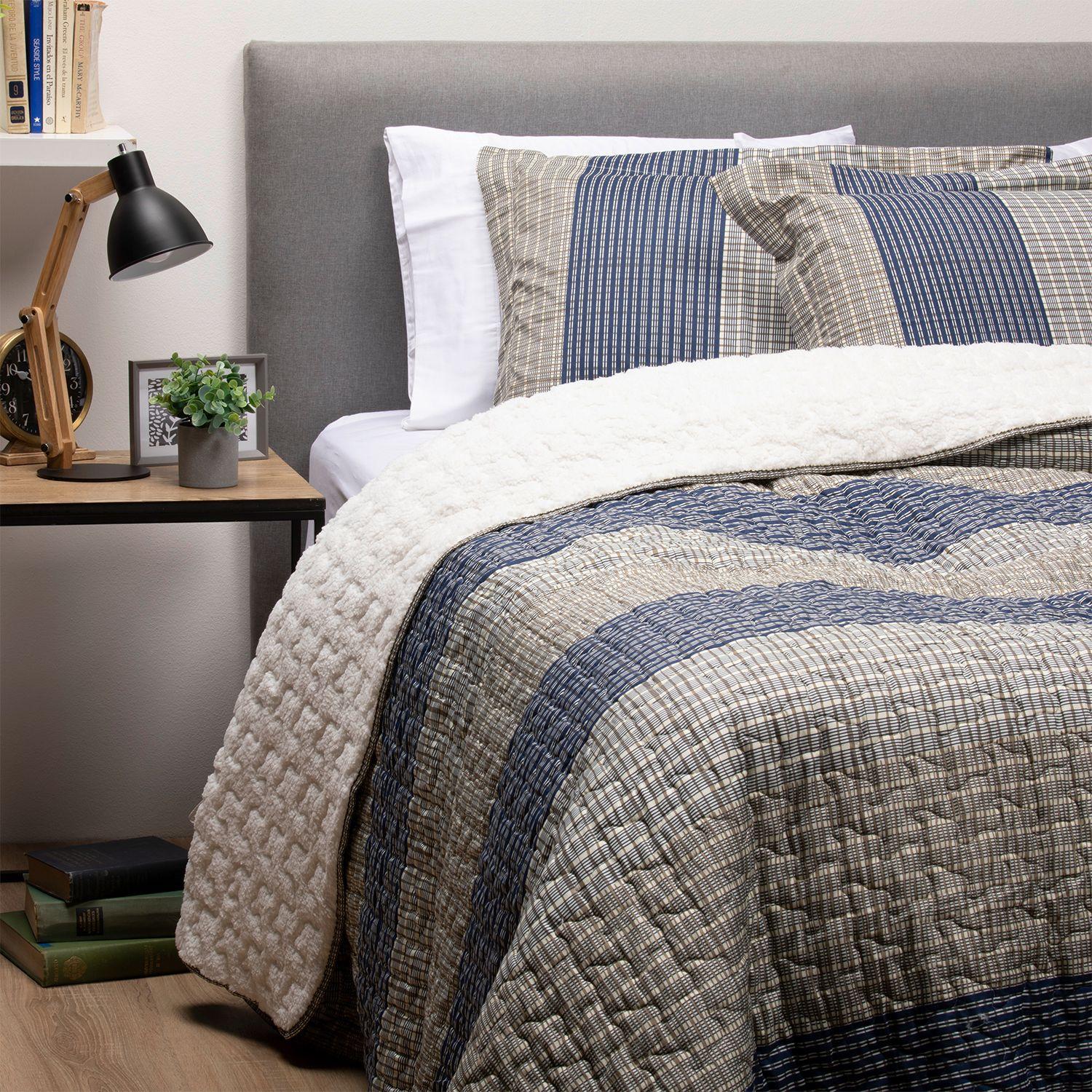 CUBRECAMA SHERPA ESTAMPADO KING AZUL-1
