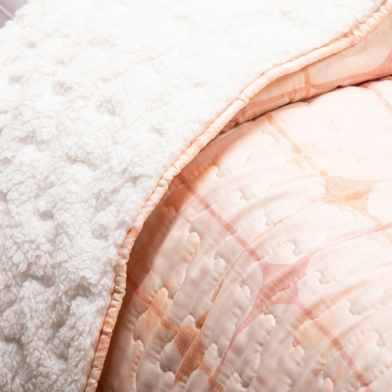 Cubrecama Sherpa Estampado Single - Damasco-3