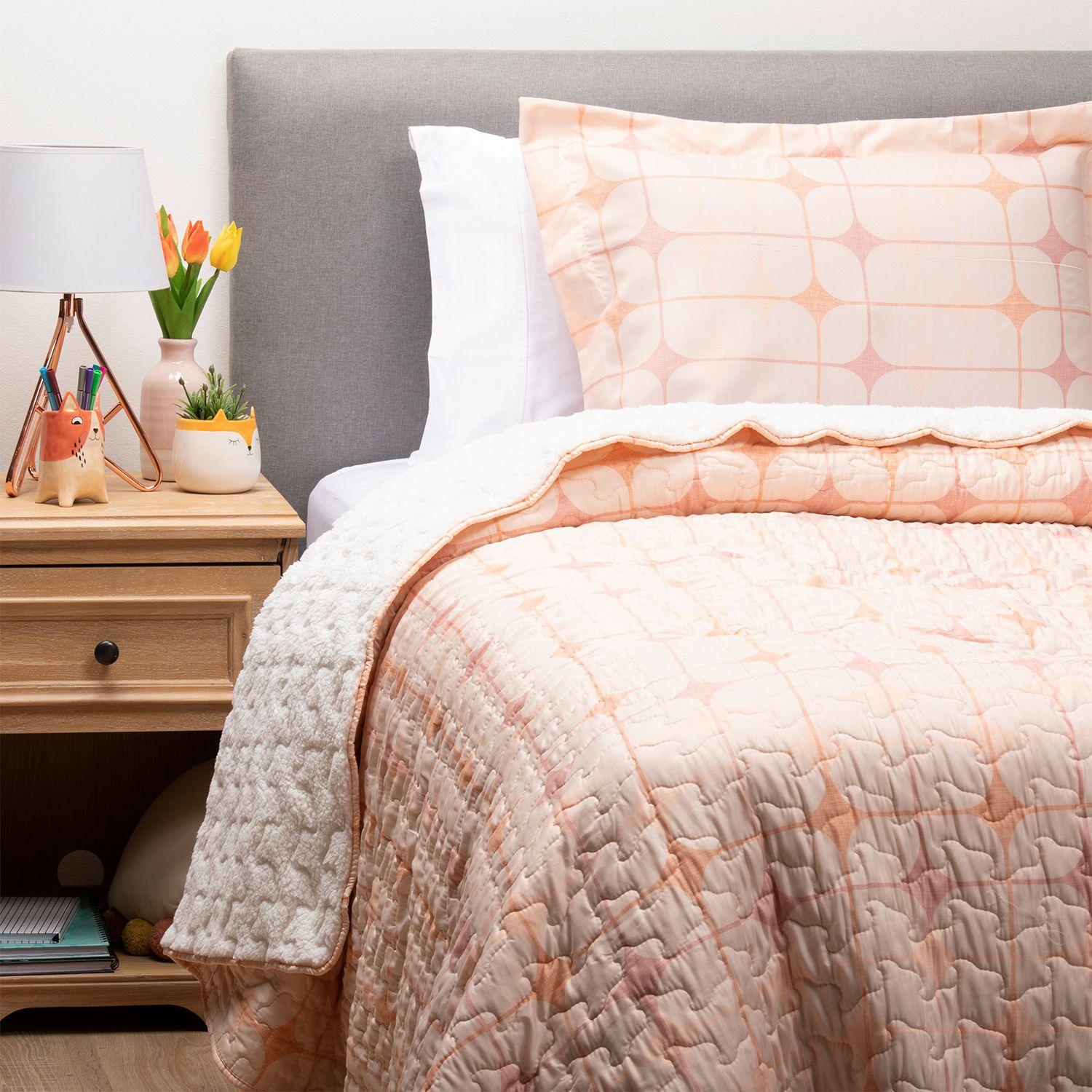 Cubrecama Sherpa Estampado Single - Damasco-2