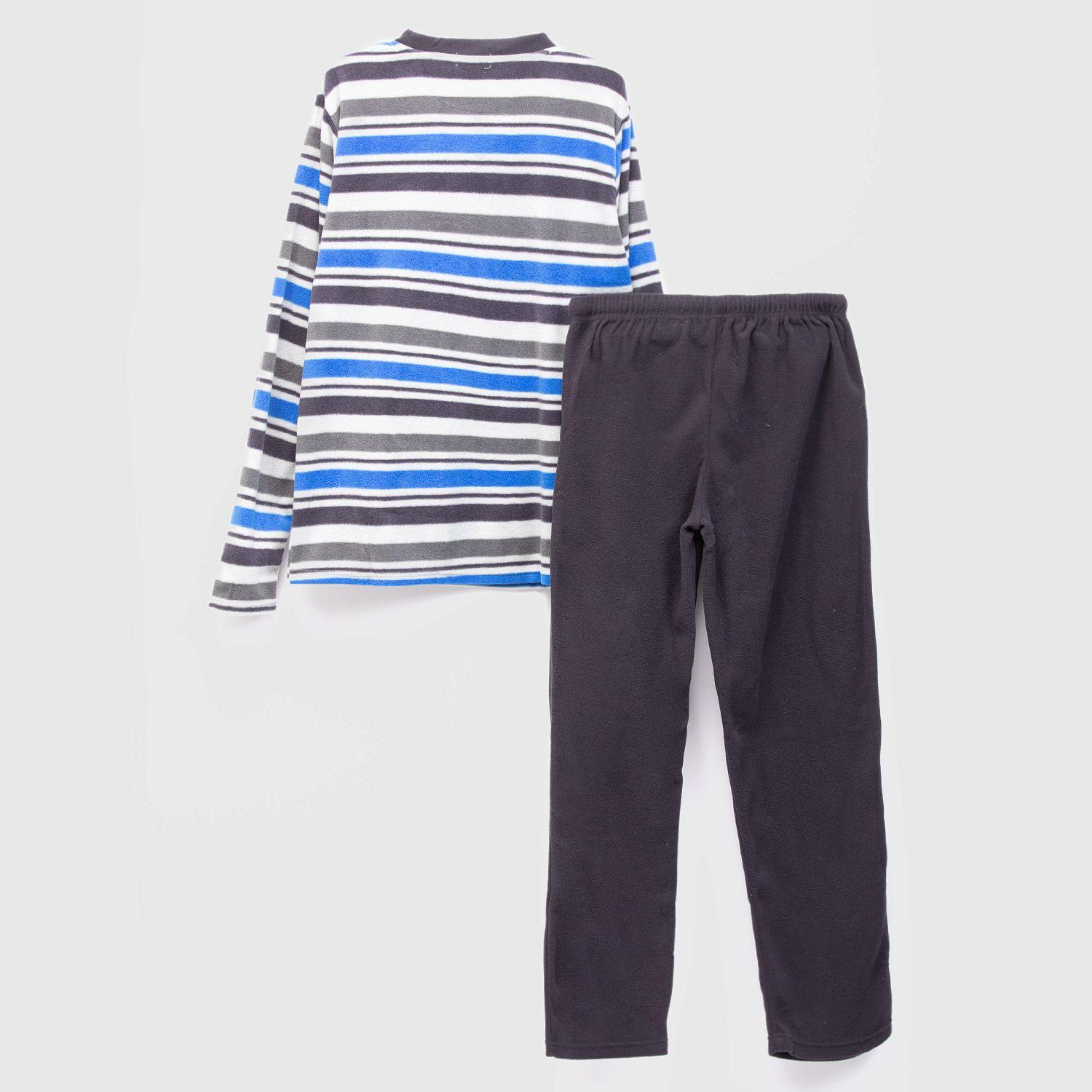 PIJAMA POLAR ESTAMPADO LARGO HOMBRE CELESTE-1