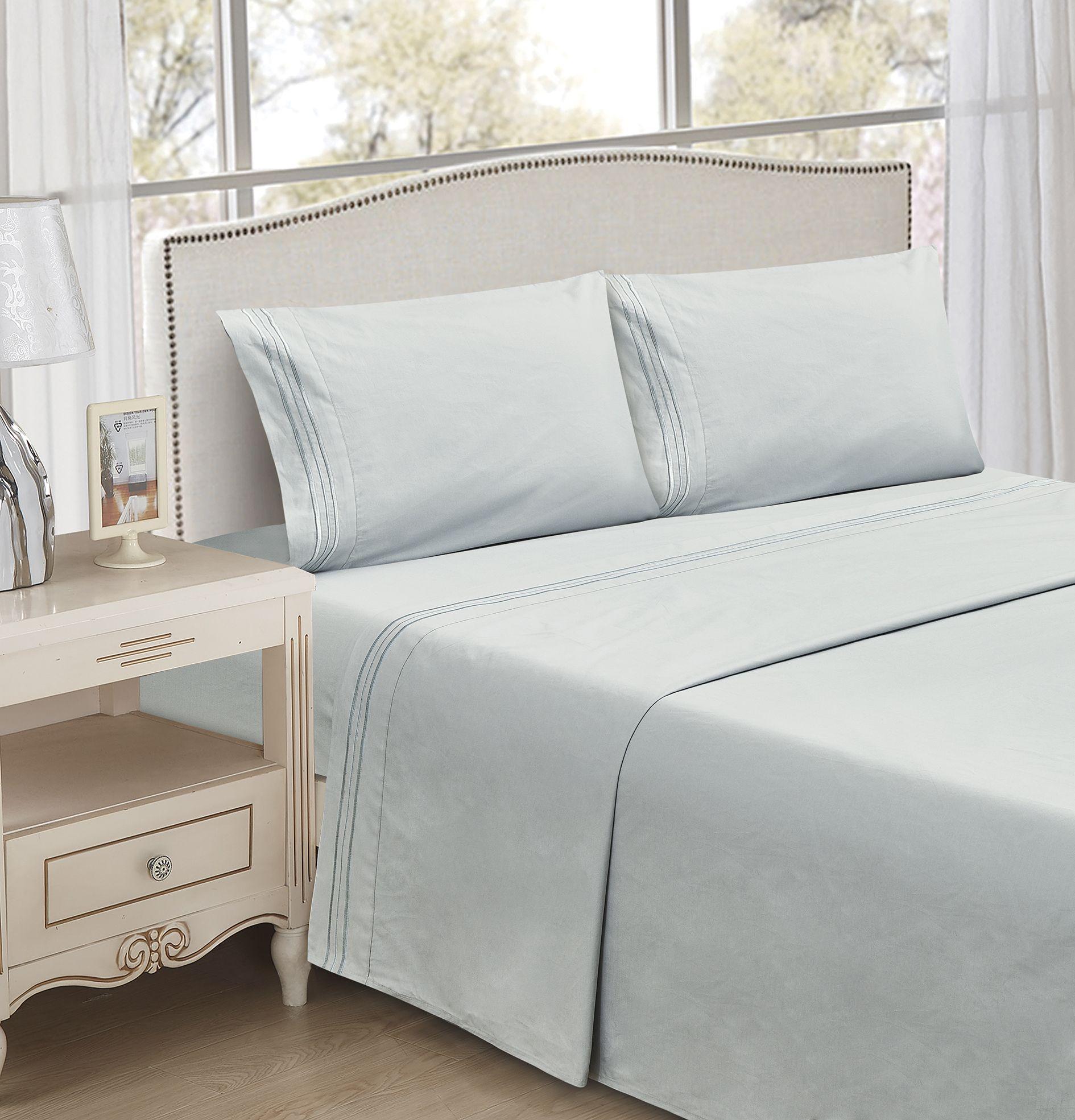 JUEGO DE SABANAS 100% ALGODÓN 200 HILOS GRIS LISAS  SKING-3