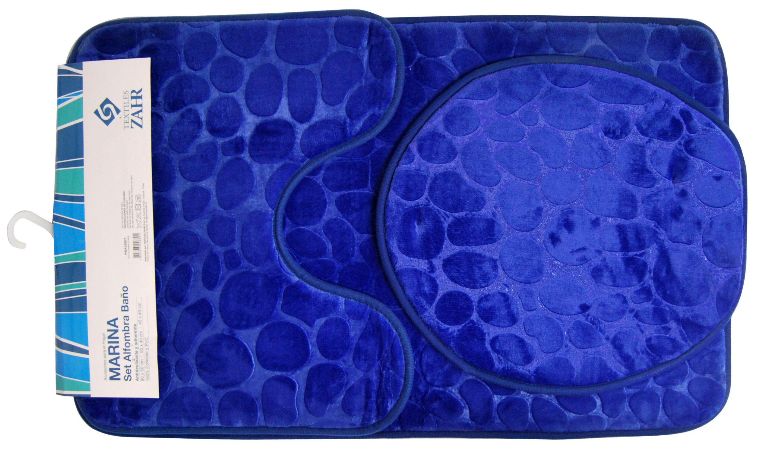 SET ALFOMBRA BAÑO PISO Y CUBRE WC AZUL-2