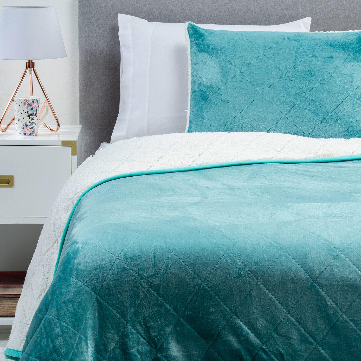 CUBRECAMA CORAL SHERPA 1.5 PLAZAS TURQUESA-3