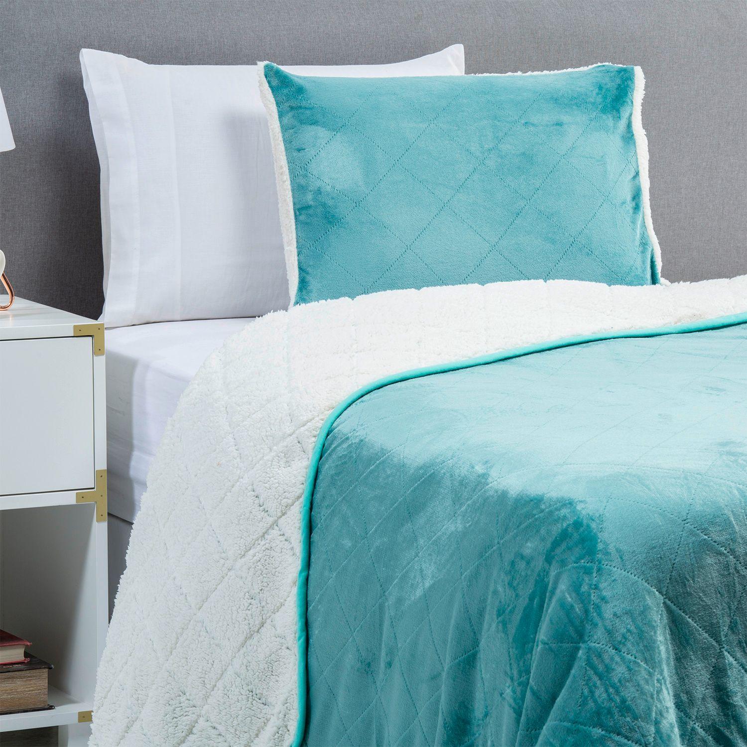 CUBRECAMA CORAL SHERPA 1.5 PLAZAS TURQUESA-4