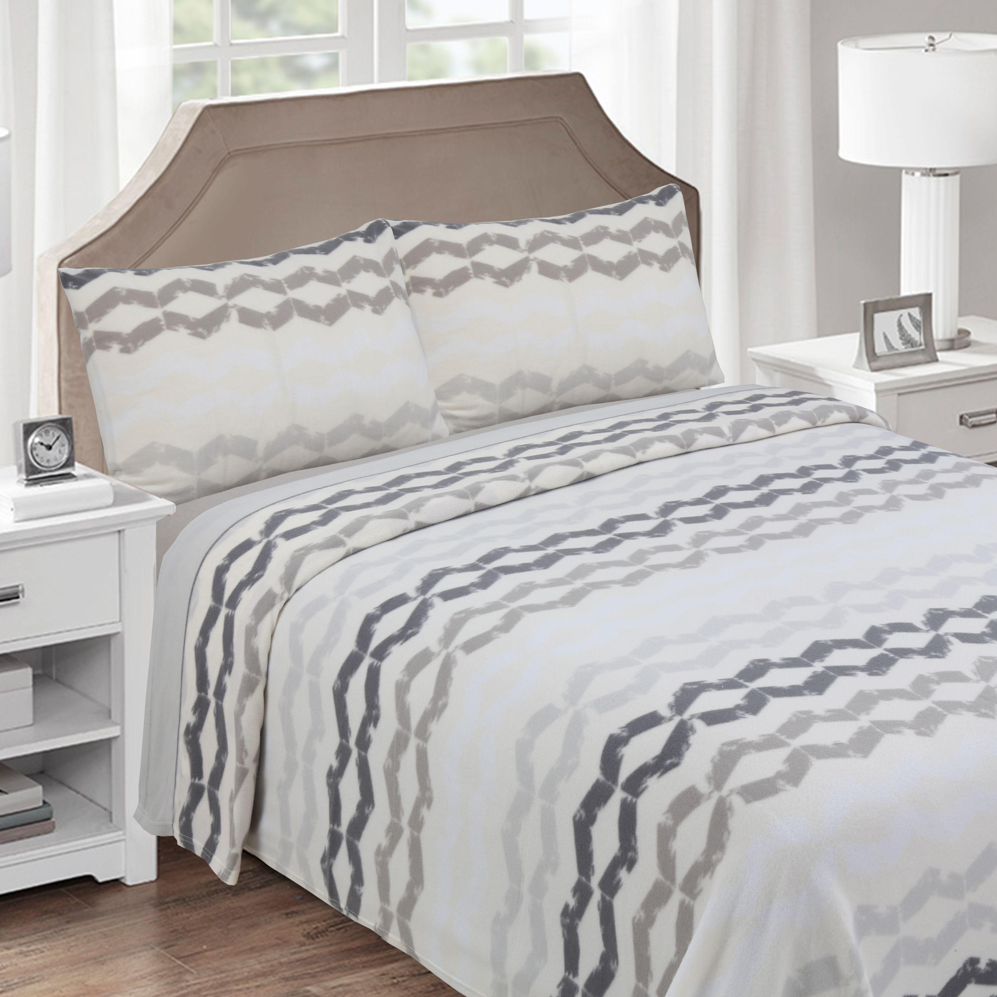 JUEGO SABANAS DE POLAR ESTAMPADAS GRIS 1,5P-2