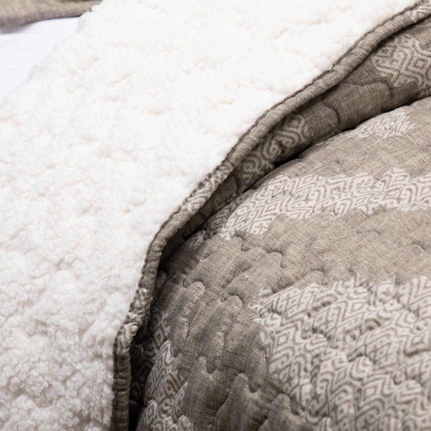 CUBRECAMA SHERPA ESTAMPADO 2 PLAZAS GRIS-2