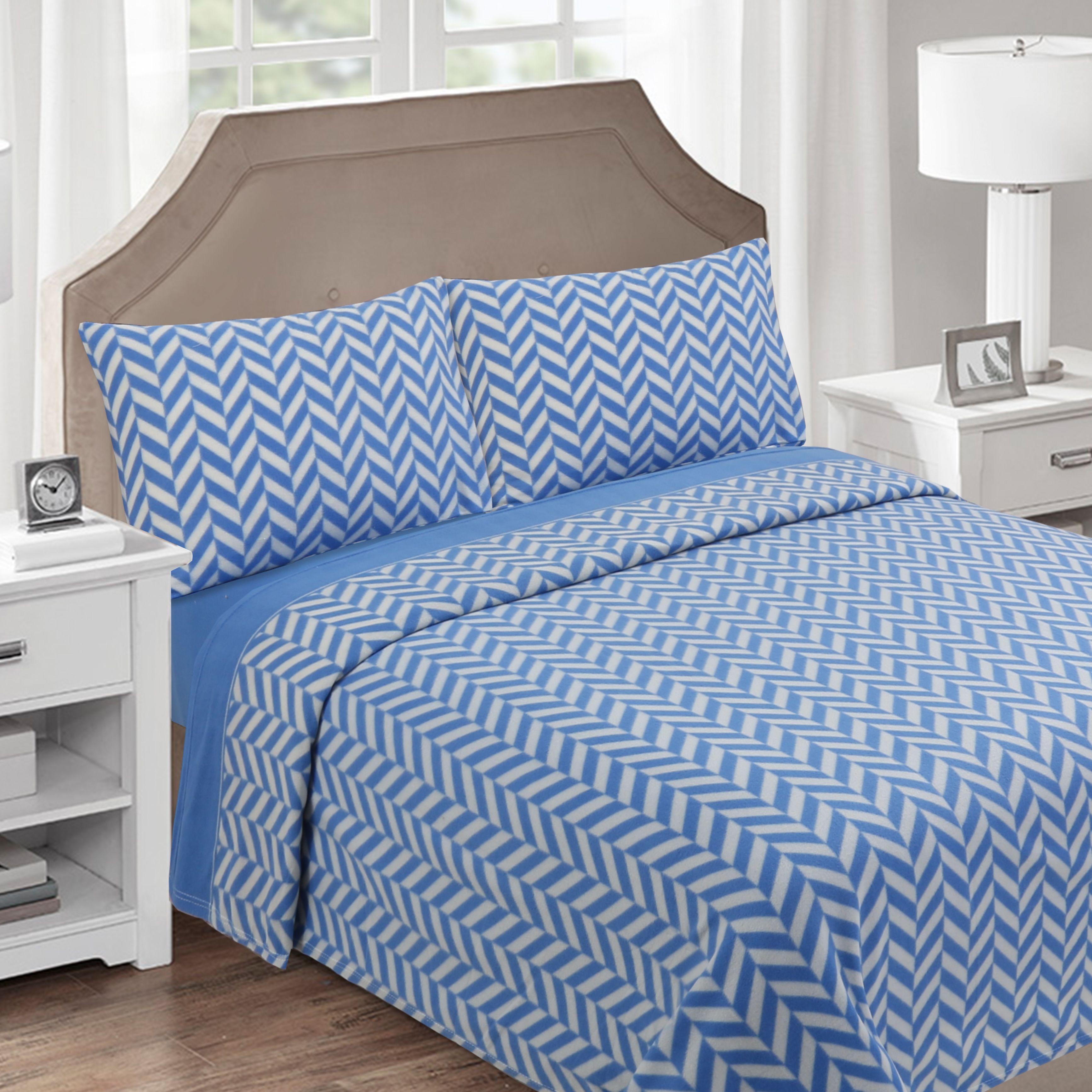 JUEGO SABANAS DE POLAR ESTAMPADAS AZUL KING-2