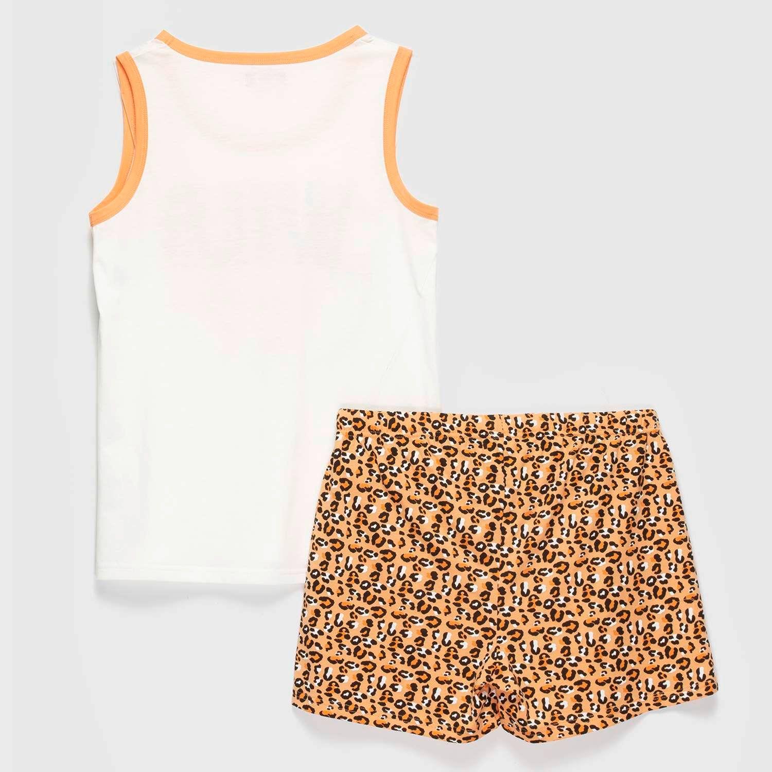 Pijama Mujer Estampado Corto Naranjo-1