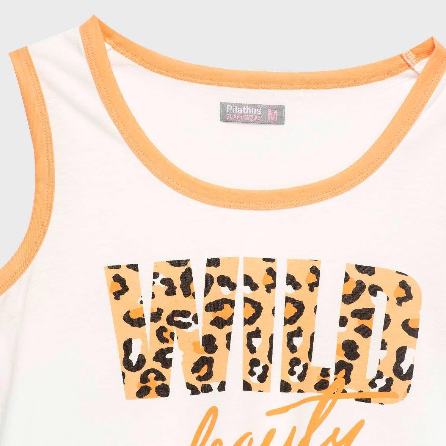 Pijama Mujer Estampado Corto Naranjo-3