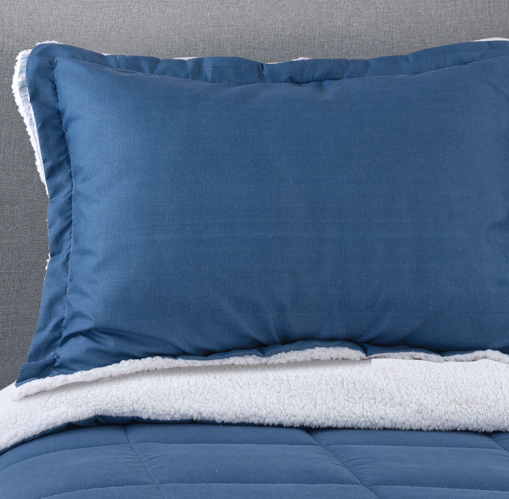 PLUMON ESTAMPADO CON SHERPA 1 PLAZA AZUL-2