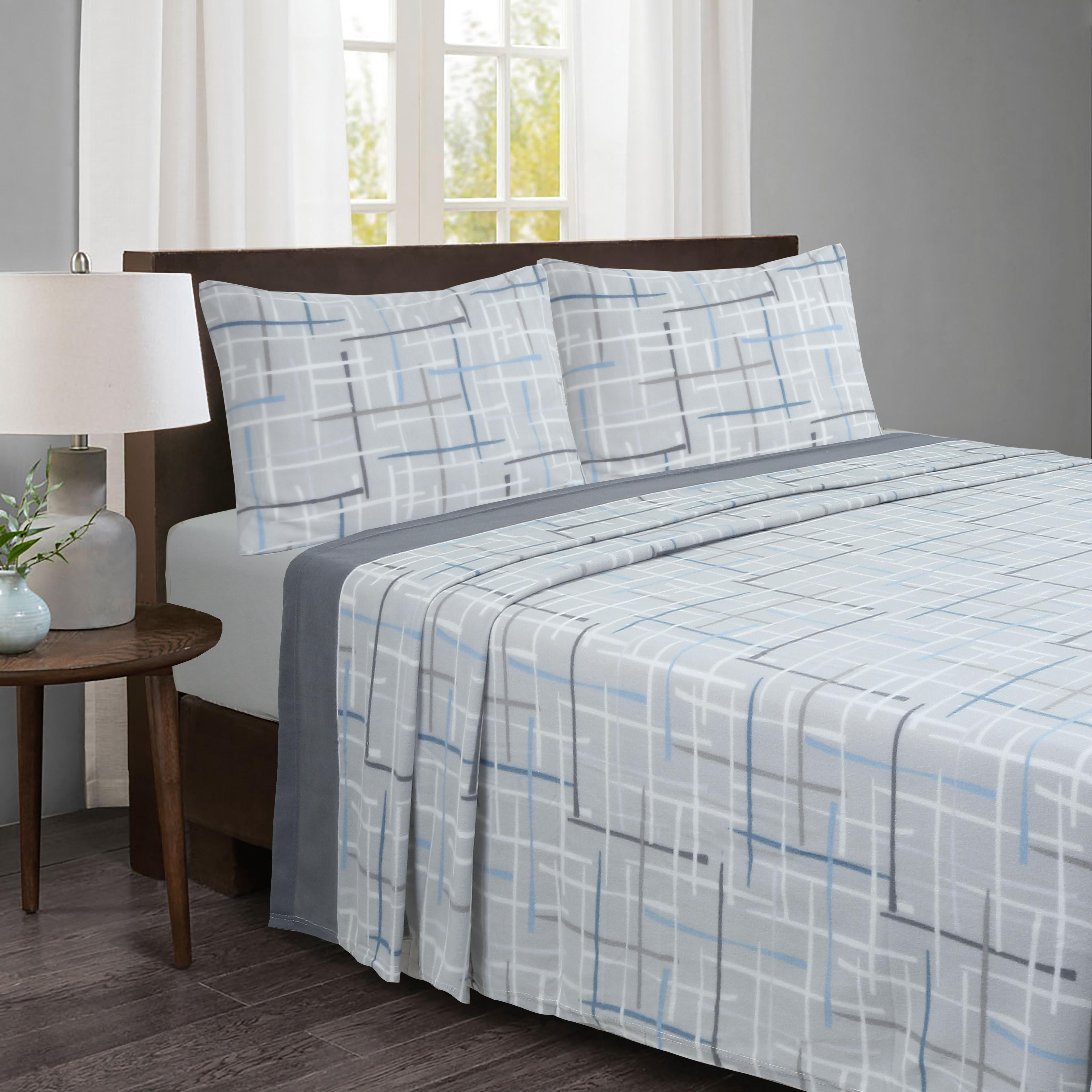 JUEGO SABANAS DE POLAR ESTAMPADAS GRIS 1.5 PLAZA-2