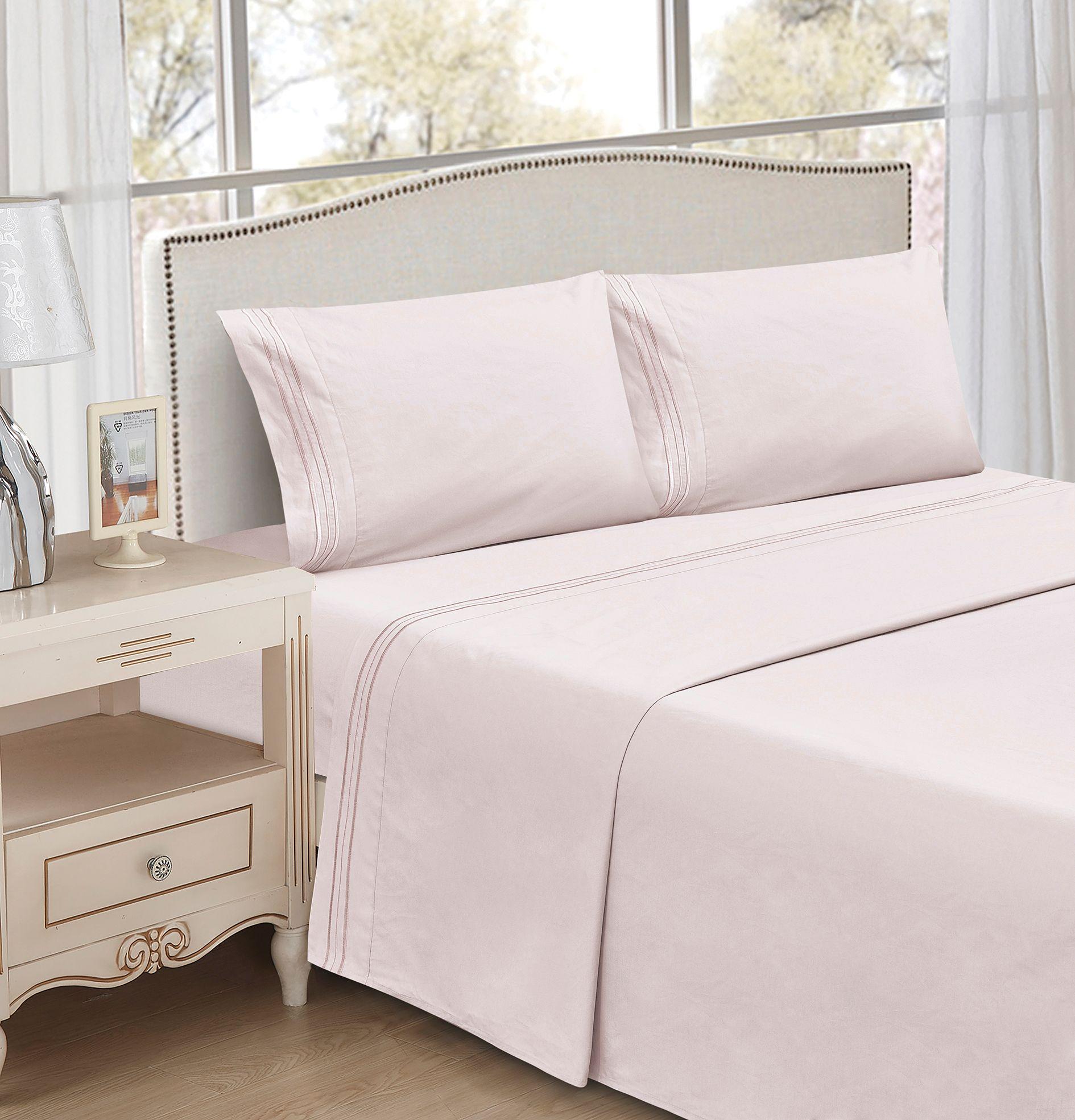 JUEGO DE SABANAS 100% ALGODÓN 200 HILOS PALO ROSA LISAS  1P-3