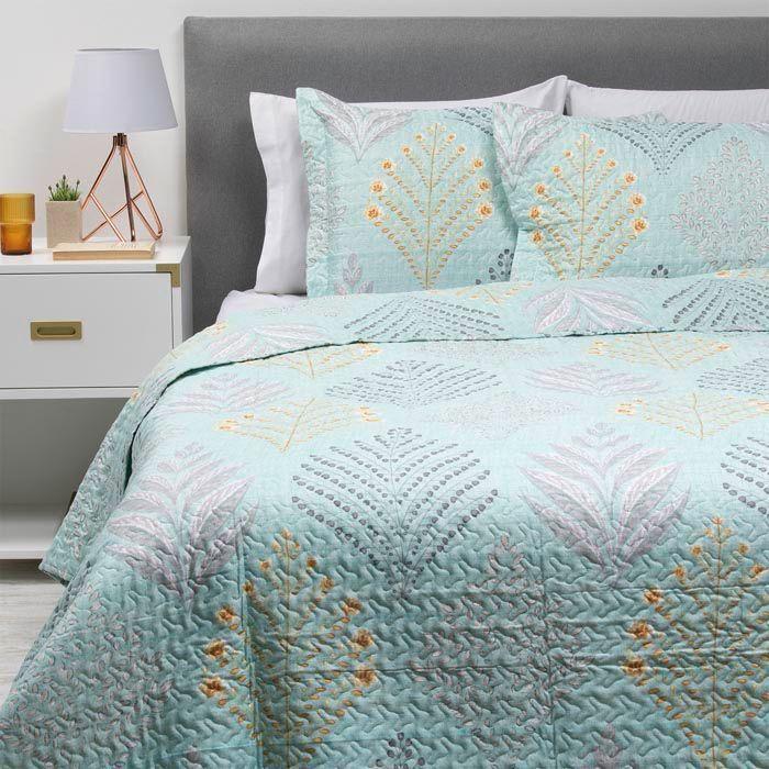 QUILT/CUBRECAMA ESTAMPADO VERDE CLARO 2 PLAZAS-0
